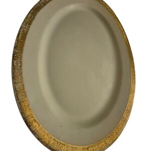 Syracuse China Co. Platter F-12 Vintage 1955 Gold Greek Keyband On Edge. 10x7in
